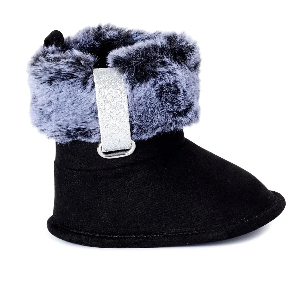 NWOT First Steps by Stepping Stones Infant Faux Fur Buckle Soft Sole Sz 0-3 Mths